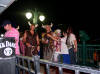 Halloween revelers outside Hooter's